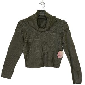FULL Circle Trends Cowl Neck Cropped Soft Sweater Dark Mossy Green Size M NWT